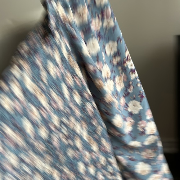 LULU'S See Me Bloom Dusty Blue Floral Print Smocked Long Sleeve Dress Size M - Picture 10 of 17